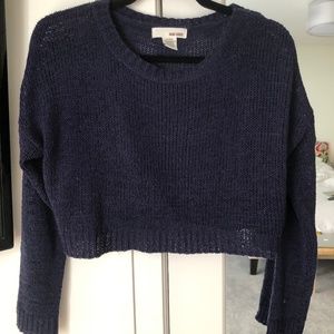 Blue Knit Cropped Sweater